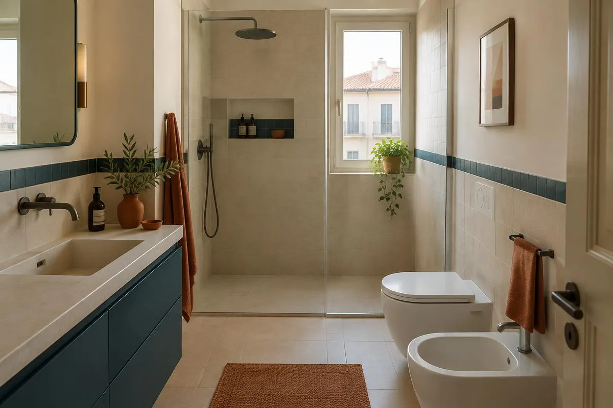 Bagno moderno con doccia walk-in
