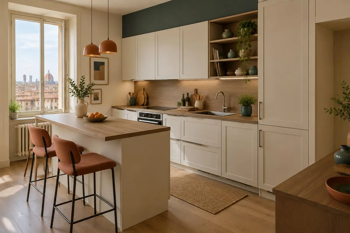 Cucina italiana ristrutturata con penisola
